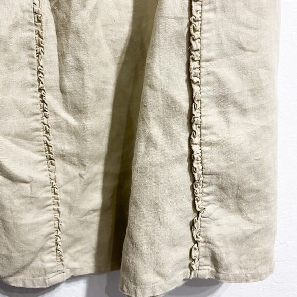 Vintage Old Navy Maxi Skirt Womens Sz 14 Y2K 100% Linen Ruffle Coastal Boho Tan - Picture 6 of 8